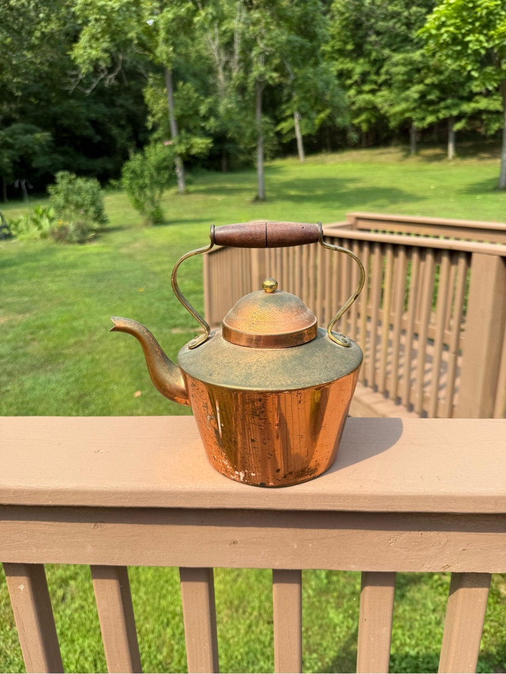 Vtg Tagus Portugal Copper Clad Teapot Kettle Rustic, Beautiful Patina